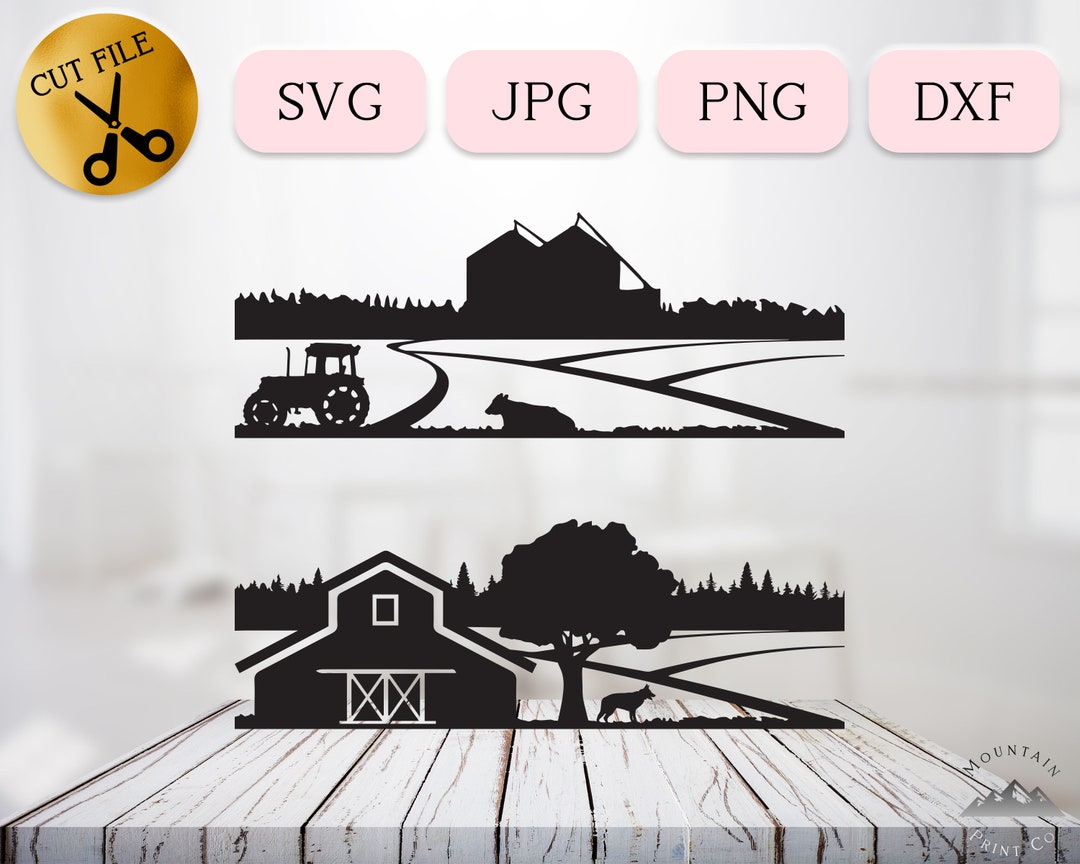 Farm Silo Svg, Countryside Farm Silhouette, Wheat Fields Svg Bundle