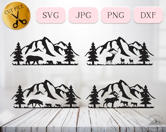 Woodland Animal SVG Bundle, Nursery Animal Nature Scene DXF, Moose Svg Deer Silhouette, Baby Bear Vector Cricut, Forest Cut File JPG png