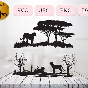 Safari Panther SVG, Vild gepard silhuett, Leopard silhuett, Djungelkatt Cricut Clipart, Stor katt vektor, Djungeldjur DXF Svg Jpg Png bild 1