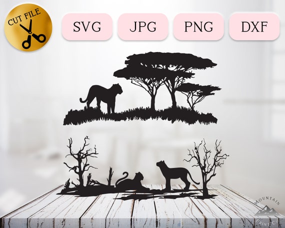 Safari Panther SVG, Wild Cheetah Silhouette, Leopard Silhouette, Jungle Cat Cricut Clipart, Big Cat Vector, Jungle Animal DXF Svg Jpg Png