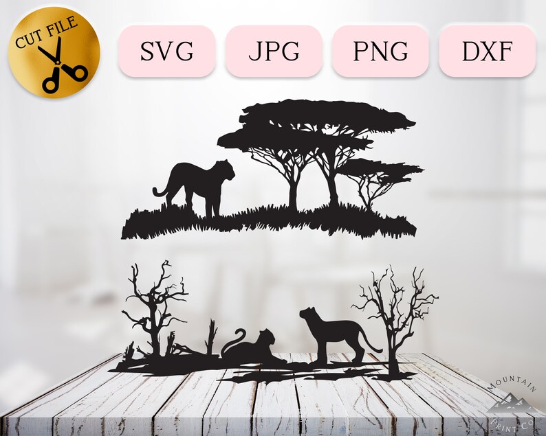 Safari Panther SVG, Vild gepard silhuett, Leopard silhuett, Djungelkatt Cricut Clipart, Stor katt vektor, Djungeldjur DXF Svg Jpg Png bild 1