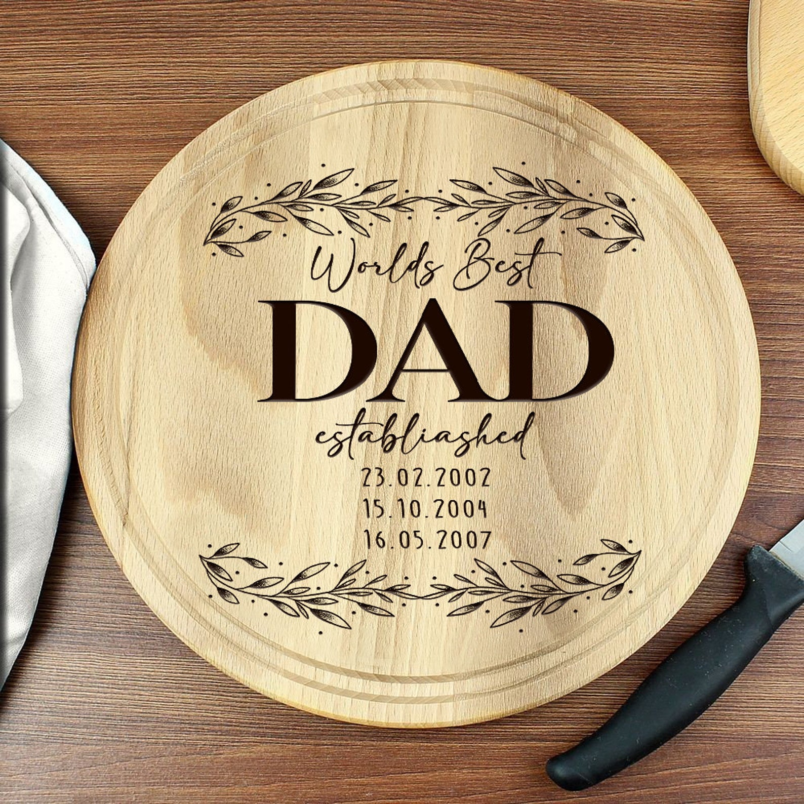 World best dad cutting board father's kitchen kitchen Etsy