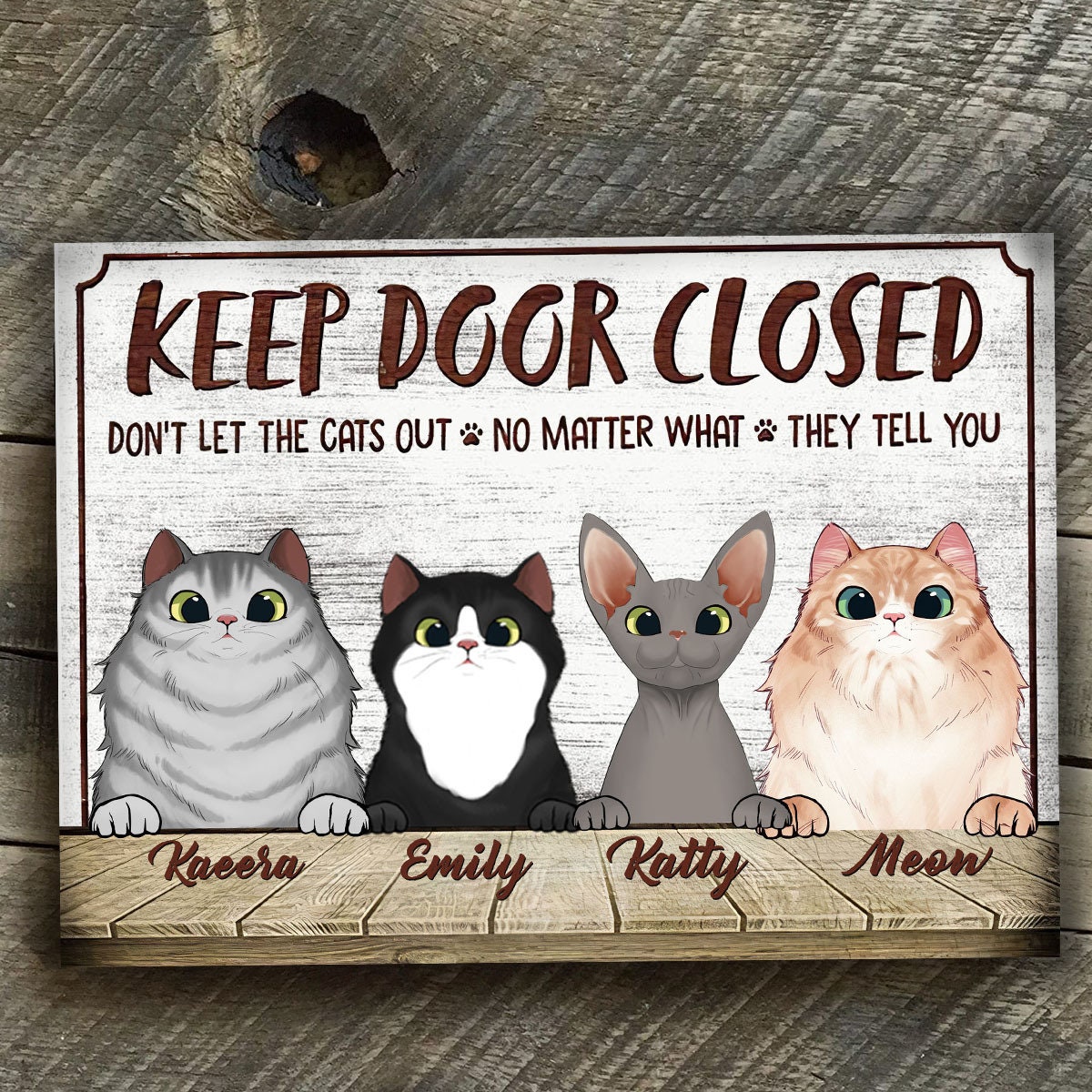 Keep door closed don't let the cats funny cat sign front Etsy