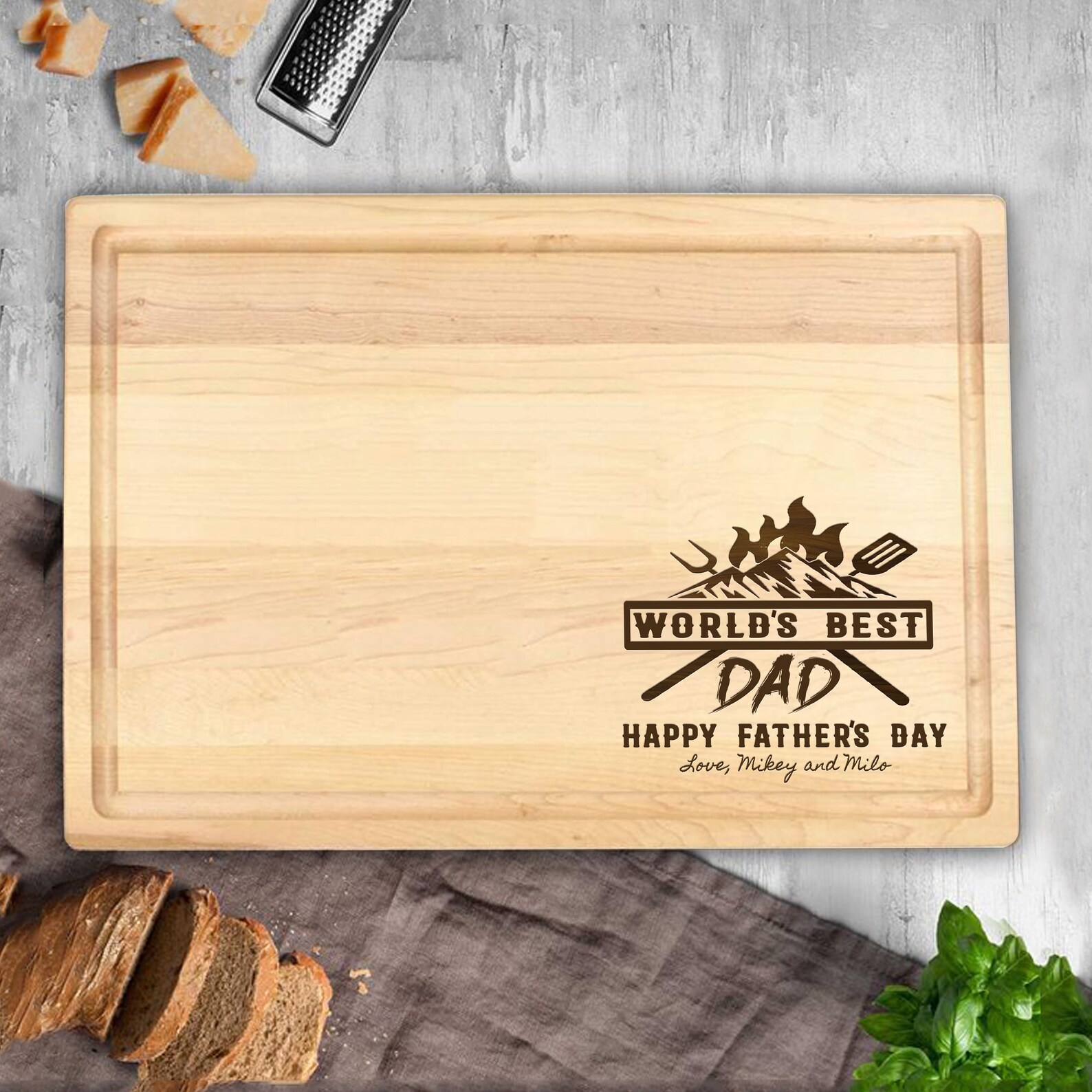 World's best dad cutting board father's kitchen Etsy