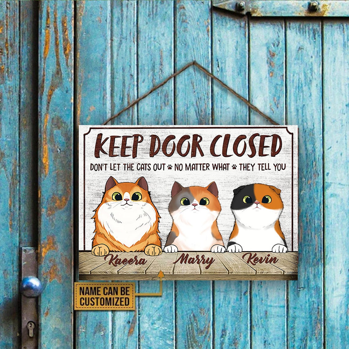 Keep door closed don't let the cats funny cat sign front Etsy