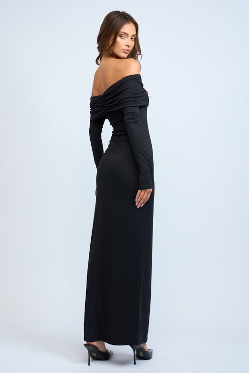 Off-Shoulder Long Sleeve Maxi Dress main image 1