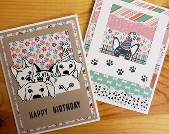 Pet Birthday Card Set / Dog and Cat Cards / Handmade Pet Birthday Design