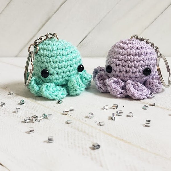 Octopus Key Chain Mini Crocheted Amigurumi Stuffed Octopus Key Ring for New Driver Gift and Backpack Accessory