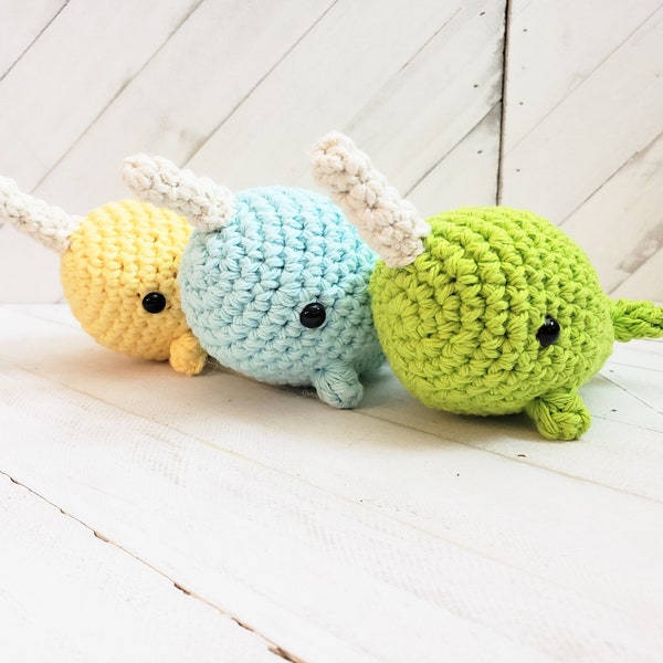 Narwhal Stuffed Animal, Narwhal Crocheted Stuffed Toy, Amigurumi Stuffed Narwhals, Small Stuffed Animal Lover Gift