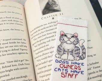 Cat Bookmark Handmade Cross Stitch Bookmark for Cat and Book Lover Gift for Teacher Appreciation