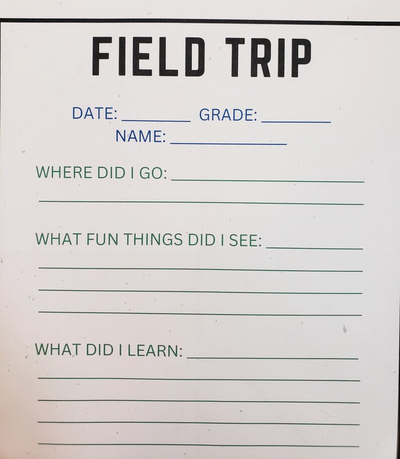 Field Trip Worksheets Home School Elementary Field Trip Log Etsy