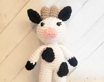 Cow Stuffed Animal, Confident Cow for Encouragement, Crocheted Amigurumi, Crocheted Farm Animals, Farm Animal Lover Gift, Positivity Gift