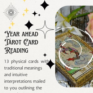 Lecture de tarot personnalisée de 13 cartes par la poste | Perspectives de l'année à venir | Vintage et nouvelles terrasses | Cartes physiques