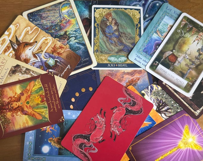 10 Oracle Cards Bundle – Intuitive Pull – Mystery Oracle Cards with Meanings Included