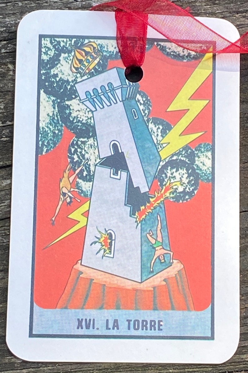 The Tower Vintage Mexican Tarot Card Bookmark Etsy
