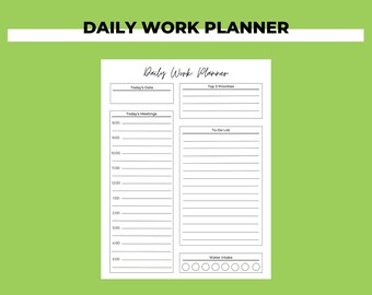 Daily work planner | US Letter, A4 | Printable PDF & GoodNotes