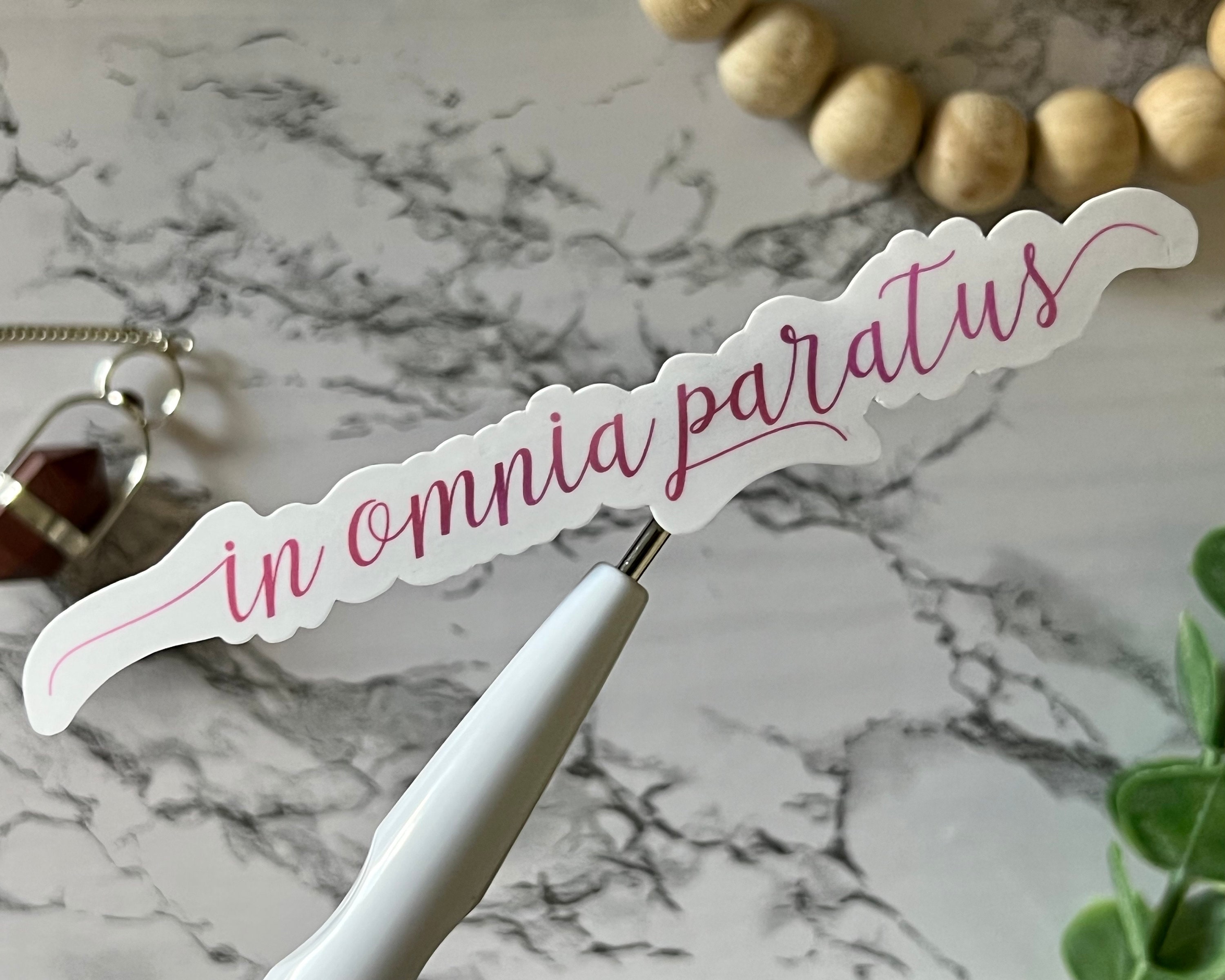 In Omnia Paratus Waterproof Vinyl Sticker Latin Phrase, Life and Death