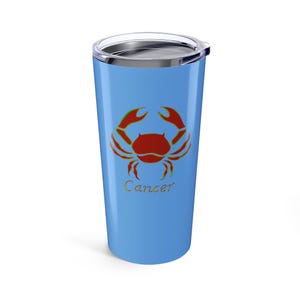 Cancer Tumbler 20oz, Astrology Gift, Custom Color Cup, Birthday Gift, Zodiac Drinkware, Personalized Beverage Holder