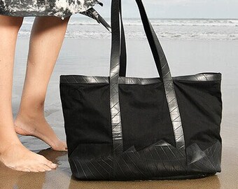 Recycled rubber vegan shoulder bag made from upcycled inner tubes, unisex cyberpunk stylish waterproof bag for everyday adventures