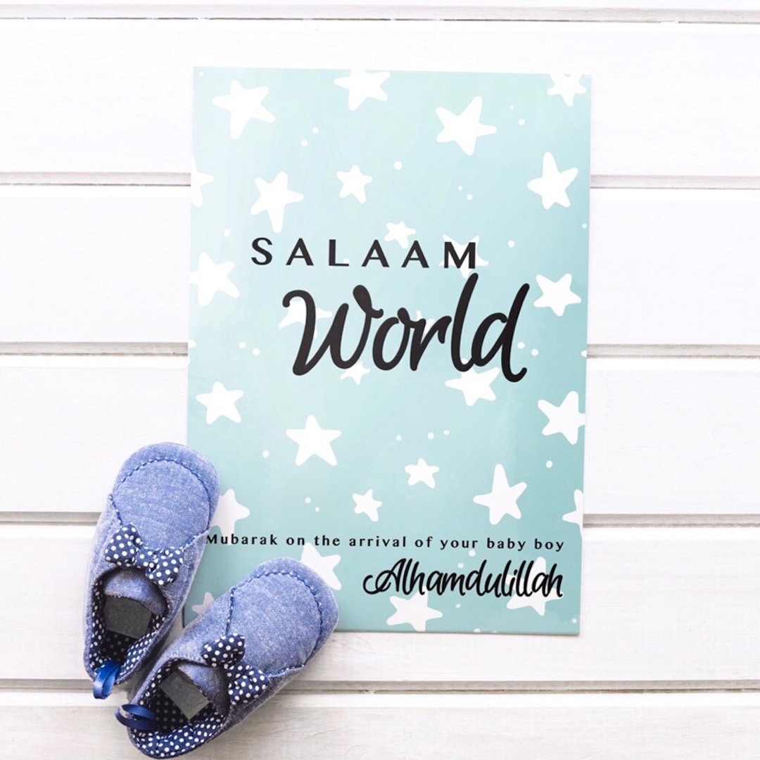 Salaam World Islamic Newborn Baby Boy Mubarak Card Etsy