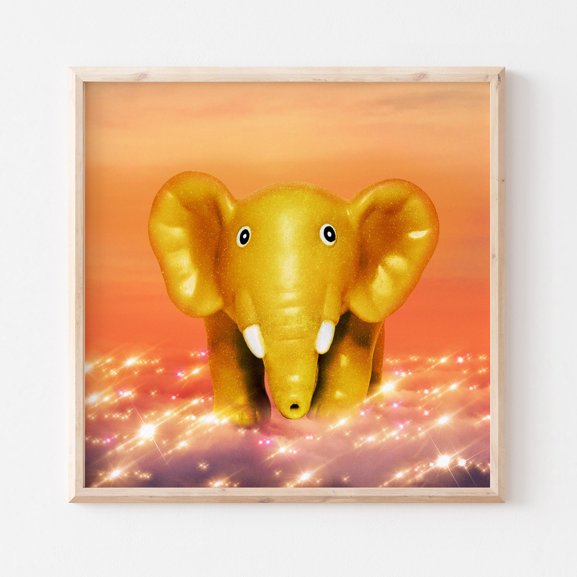 Nursery Elephant Print, Baby Elephant, Sparkles Downloadable Artwork