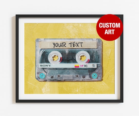 Custom cassette tape music wall art, old school prints, retro mix tape Digital download, 1980s Nostalgia, Music wall art, pop art print