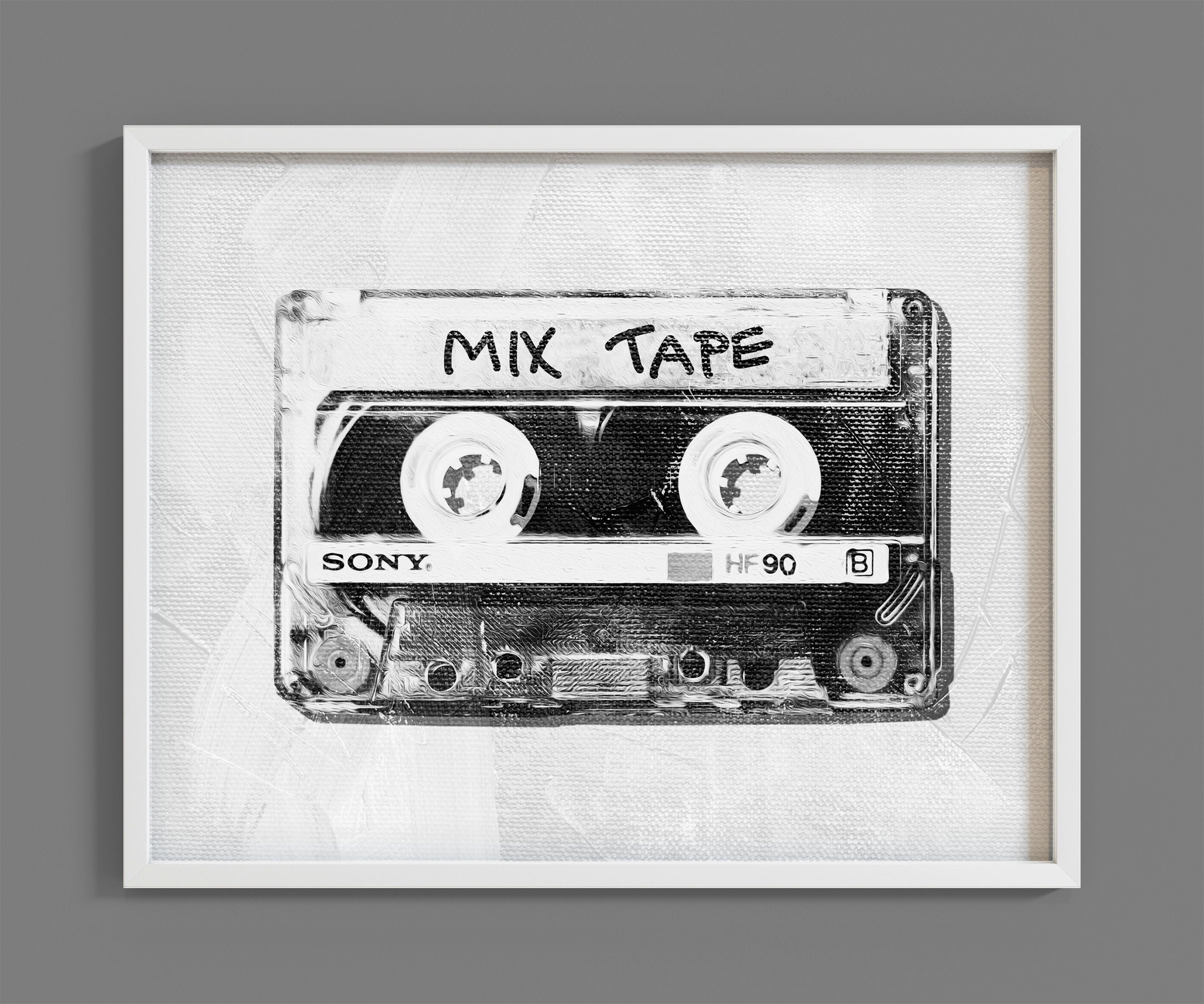 Retro Cassette Tape Music Wall Art, Old School Prints, Mix Tape