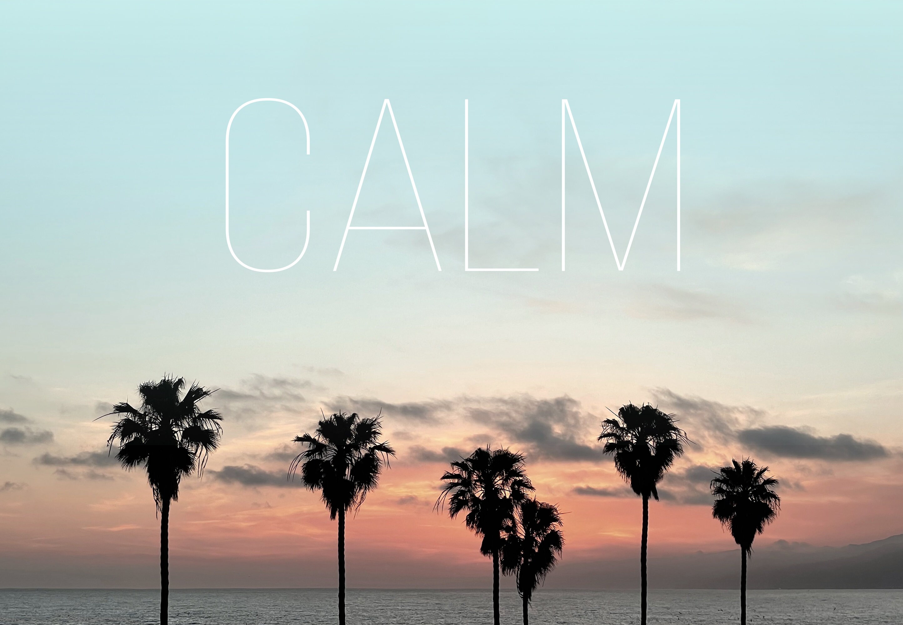 Ocean Sunset and Palm Trees Digital Print, Calm Print, Relaxing Wall ...