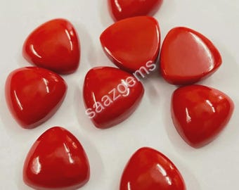 AAA Red Coral Trillion Cabochon Gemstone: Loose Stone (5-15MM