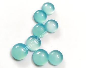 Aqua Chalcedony Round Cabochon: Loose Gemstone (3-20MM