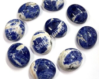 AAA Blue Sodalite Oval Cabochon Gemstone: Loose Stone for Jewelry