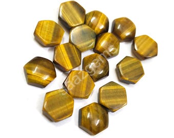 Tiger Eye Hexagon Cabochon: Loose Gemstone (5-15MM)