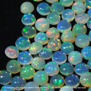 Ethiopian Opal Round Cabochon: Multi Fire Gemstone, 3-6mm