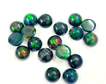 AAA+ Black Ethiopian Opal Cabochon: Multi Fire Loose Gemstone, 3-8mm