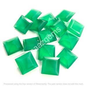 AAA Green Onyx Square Faceted Cut Gemstone: 3-20mm