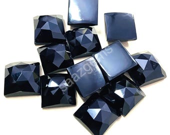 Ónix negro de corte cuadrado rosa: piedra preciosa suelta (tamaños de 3 a 20 mm)