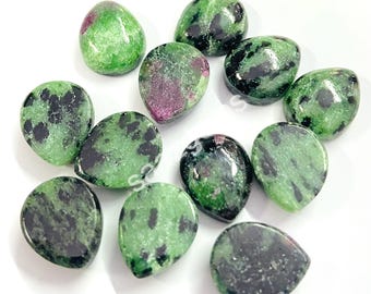 Pear Ruby Zoisite Loose Gemstone: Handmade Cabochon Stone