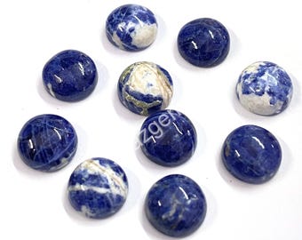AAA Blue Sodalite Gemstone: Round Cabochon, 5-15mm