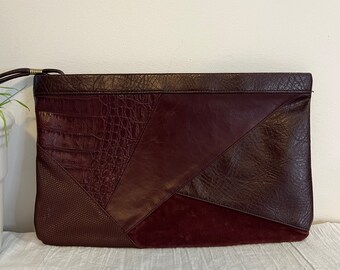 80’s Maroon Textured Clutch, Vintage Evening Bag