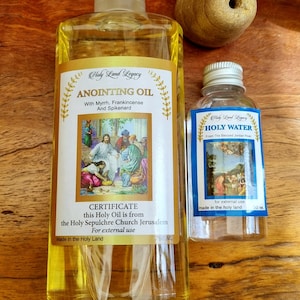 Holyland Legacy Anointing Oil Israel Frankincense,Myrrh,Spikenard 250Ml 8.45Oz+ Holy water 50 ml