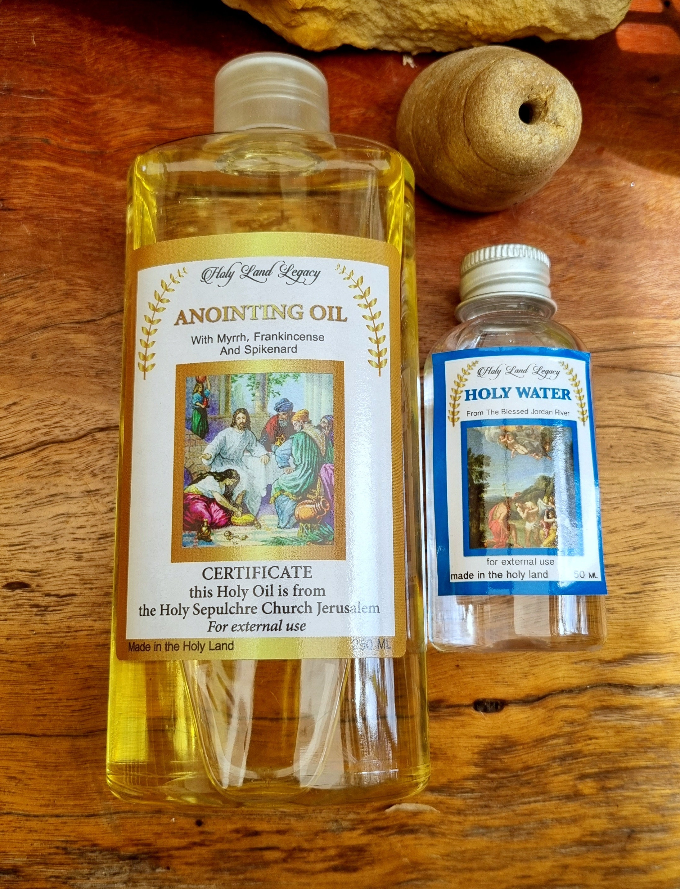 Holyland Legacy Anointing Oil Israel Frankincense,myrrh,spikenard 250ml  8.45oz Holy Water 50 Ml -  Israel