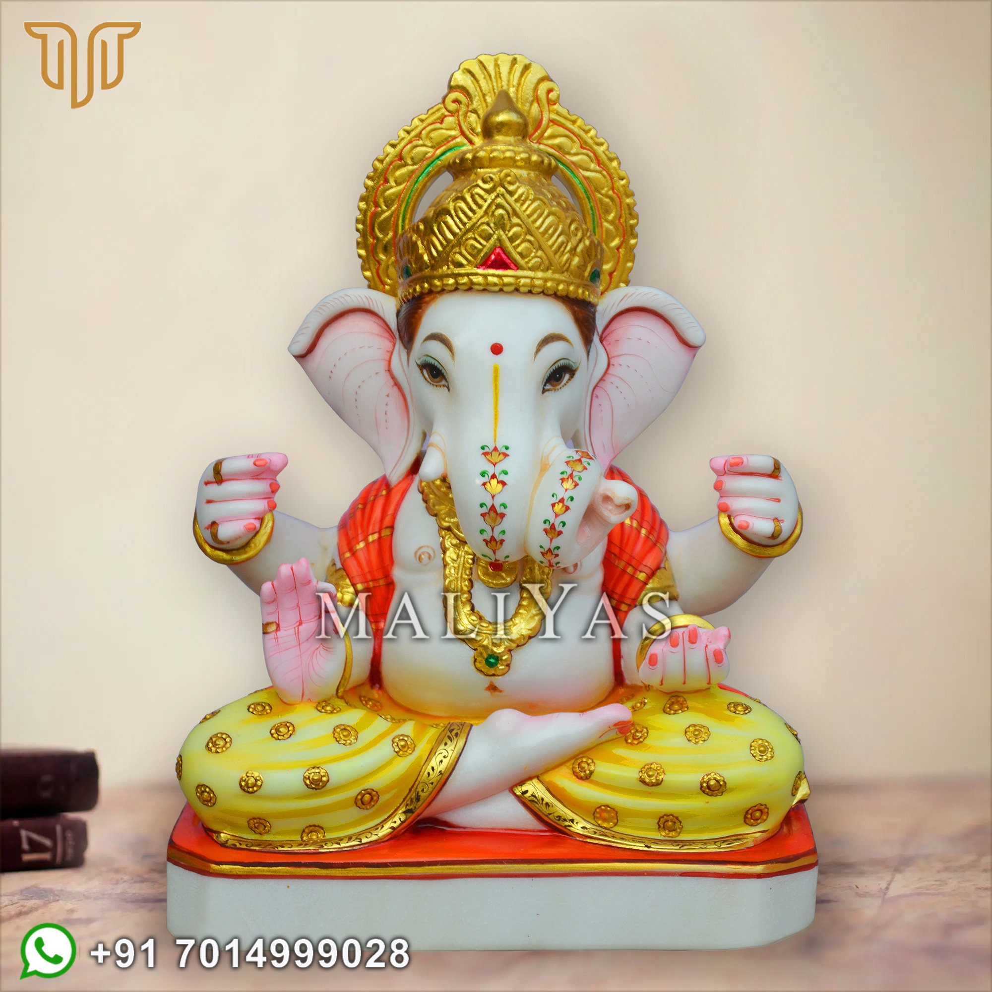 Marble Dagdusheth Ganpati Murti White Marble Ganpati Murti, Ganesh Moorti, Ganesha Idol, Lord