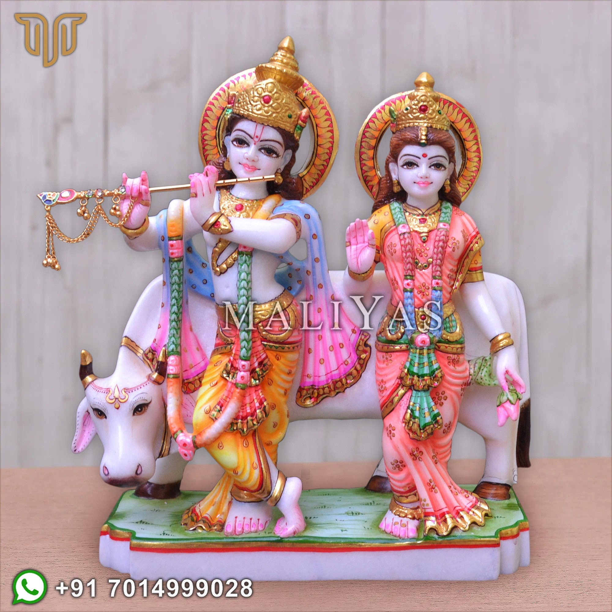 Marble Radha Krishna Statue With Cow Marble Radha Krishna - Etsy