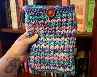Crochet Kindle Sleeve | Soft Lined Case with Button Closure
