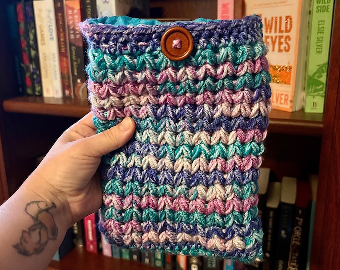 Crochet Kindle Sleeve | Soft Lined Case with Button Closure