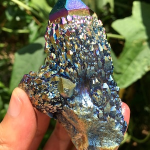 Aura blue Quartz Crystal Cluster/Angel Aura Quartz Crystal Cluster/Cluster Titanium Crystal Healing Crystal/Reiki/Meditation/Energy