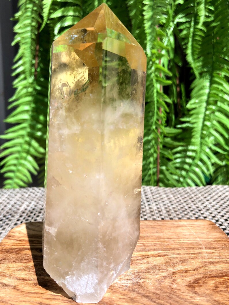 Natural Large transparent headed Yellow citrine crystal quartz pointcitrine towerspecial gifthealing crystalFeng Shui energy stone