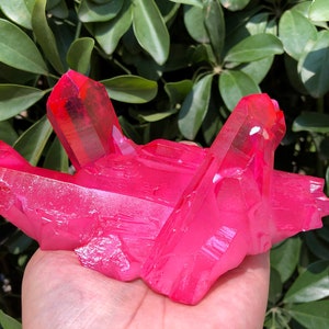 Aura Pink Quartz Crystal Cluster/Angel Aura Quartz Crystal Cluster/Cluster Titanium Crystal Healing Crystal/Reiki/Meditation/Energy