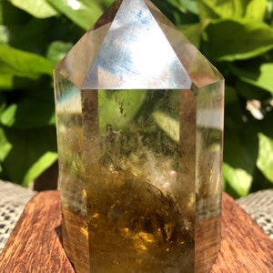 天然の大きな透明なヘッドの黄色のシトリンクリスタルクォーツポイント