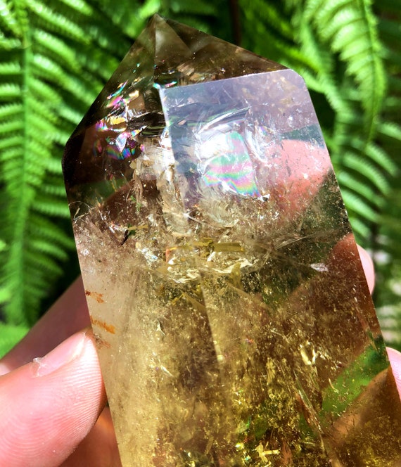 天然の大きな透明なヘッドの黄色のシトリンクリスタルクォーツポイント